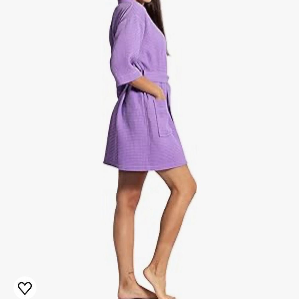 Chakir Turkish Linens Lightweight Quick Dry Waffle Knit Kimono Short Robe - Picture 2 of 13